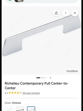 Richelieu Chrome Cabinet Pull - Contemporary Polished chrome
